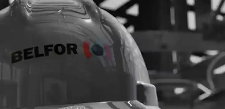 BELFOR hard hat on construction site